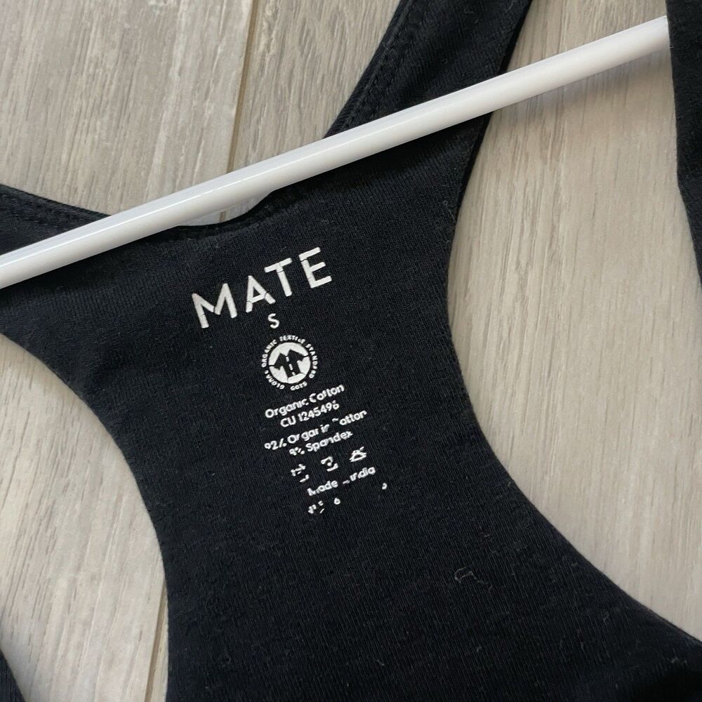 Mate Sports Bra organic cotton racerback longline womens Black (small) natural - Picture 2 of 5
